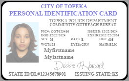 An example of the front of the ID card.